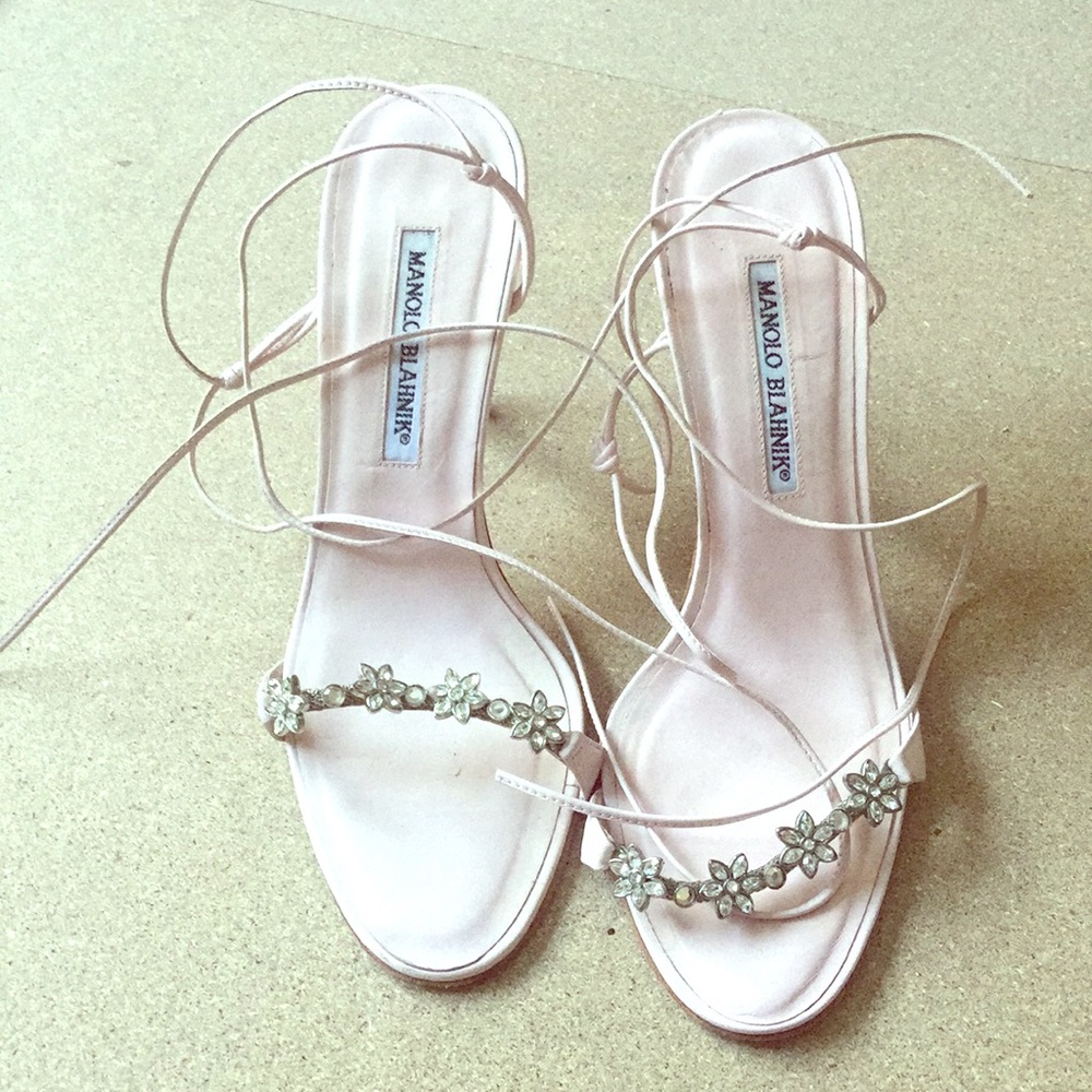 Manolo Blahnik pink crystal heels